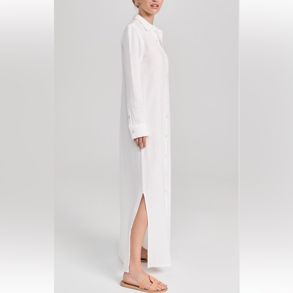 Faherty Dream Organic Cotton Gauze Maxi Shirtdress - Picture 3 of 4